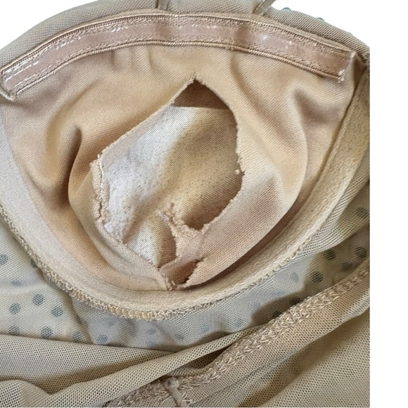 Haute Monde Rhinestone Thong Body Suite Womens Medium Nude Swiftie Festival Rave - Picture 16 of 16